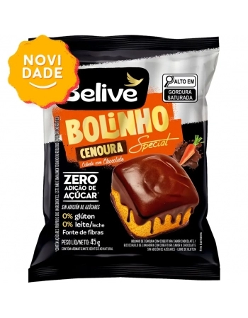 BOLINHO CENOURA C/ CHOC ZERO BELIVE 10X40G